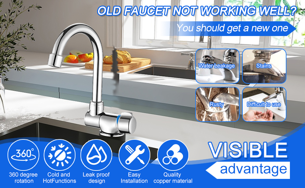 Robinet de cuisine pliable Robinet d'évier rotatif à 360 degrés Robinet 
