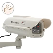 Cámara de seguridad falsa, cámara realista con zoom para exteriores e interiores con luces LED intermitentes