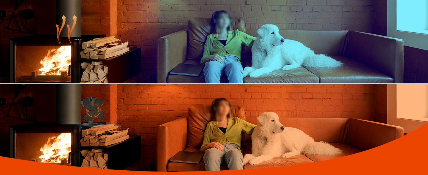 Série de photos intérieures montrant un décor sur le thème d'Halloween avec une palette de couleurs orange et noir, avec un éclairage d'ambiance faiblement éclairé.