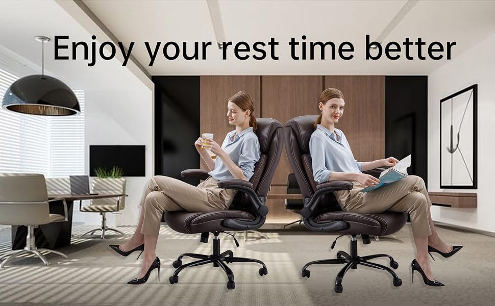 chaise de bureau confortable travail inclinable robuste base en métal rembourrée épaisse appui-tête pivotant adultes