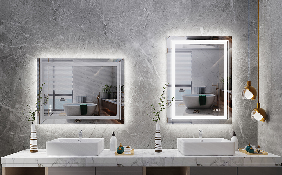 specchio per bagno con luce LED 80x60cm moderno specchi con illuminazione, retroilluminato