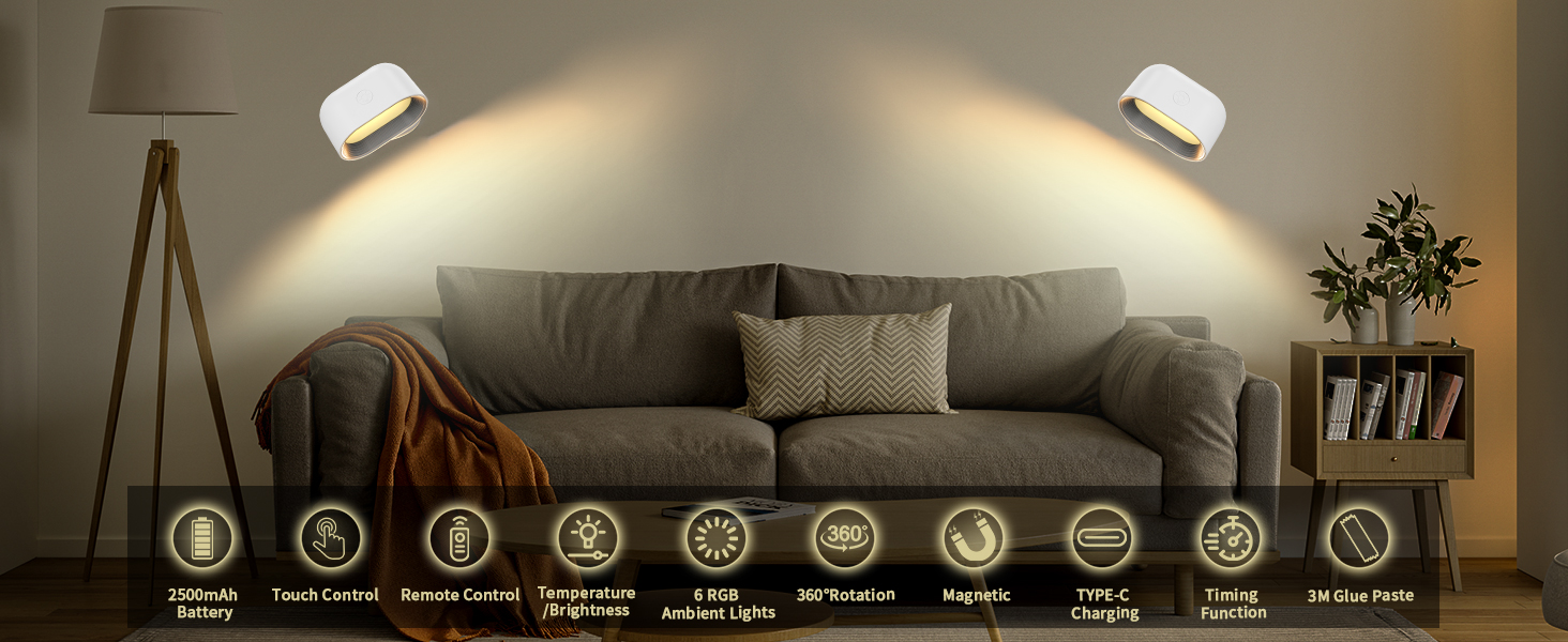 lampe murale sans fil rechargeable