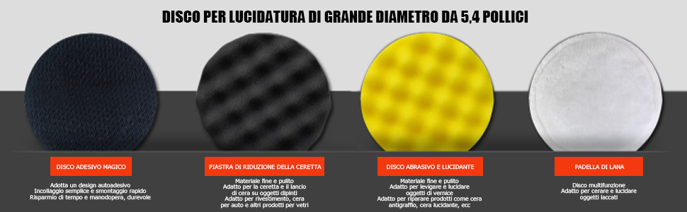 Disco per lucidatura di grande diametro da 5,4 pollici