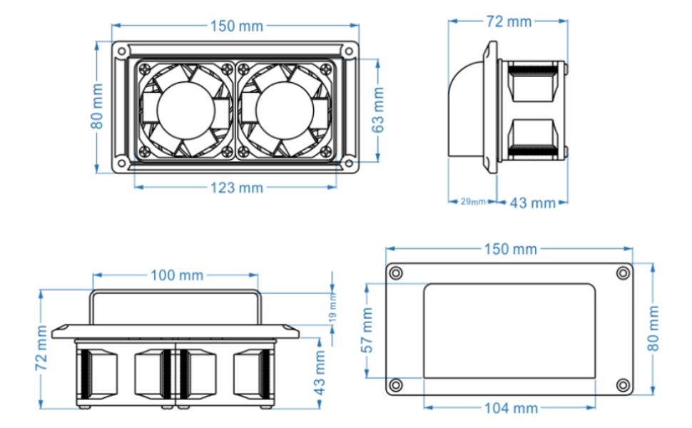 Grille d'aération latérale intérieure pour camping-car