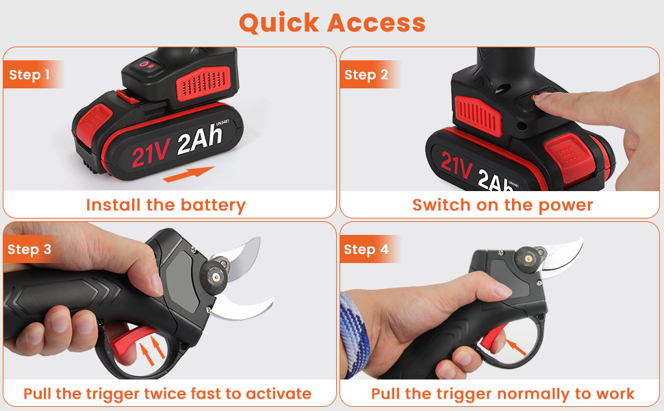 Cordless Electric Pruning Shears Pruner Outdoor Power Tools Cordless Rechargeable Power Pruner