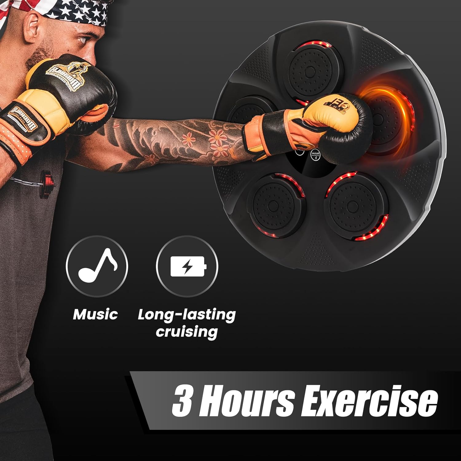 Machine De Boxe Intelligente Murale, Set De Boxe Musicale Avec 2 Gants, Machine De Boxe Musicale Pour L'entraînement Parent-enfant, Machine De Boxe Musicale Avec LED Et BUNS