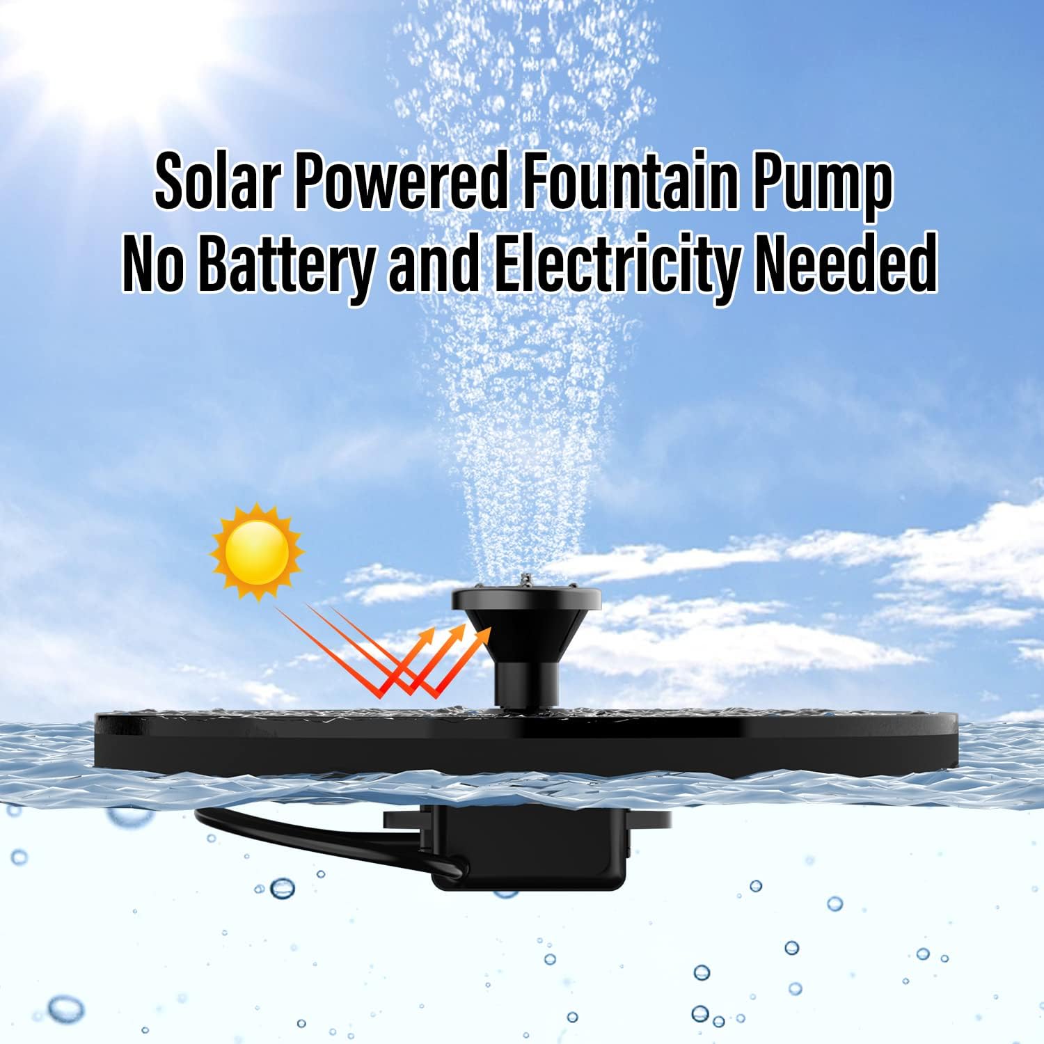 Solar Fountain - Pond Pump with 1W Solar Panel - Floating Solar Water ...