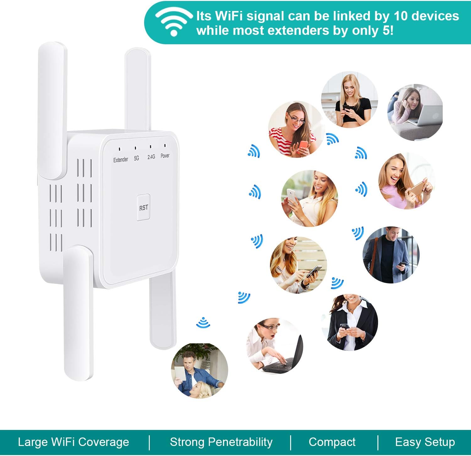 Rpteur WiFi Puissant 1200Mbps Amplificateur WiFi Sans Fil WiFi Range ...