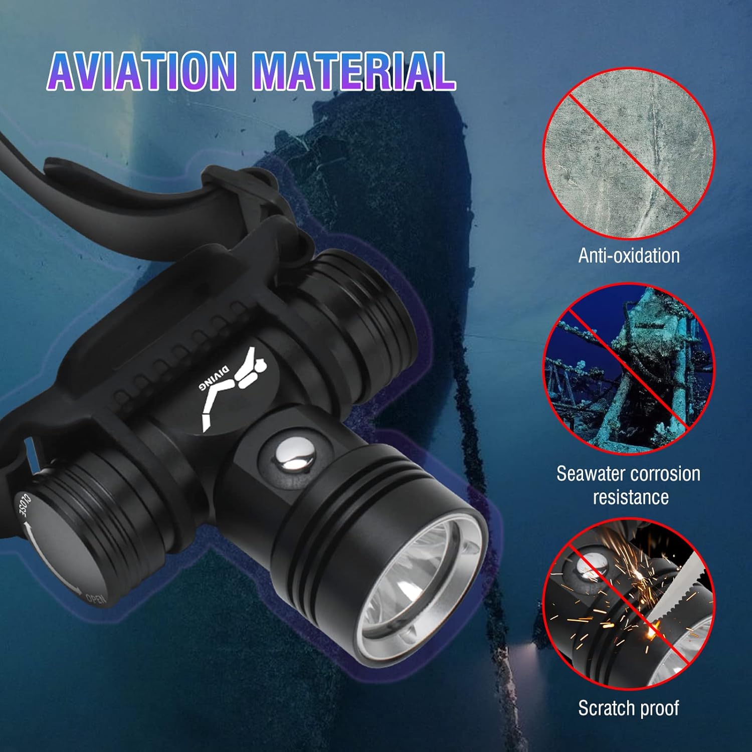 Lampe frontale sous-marine
