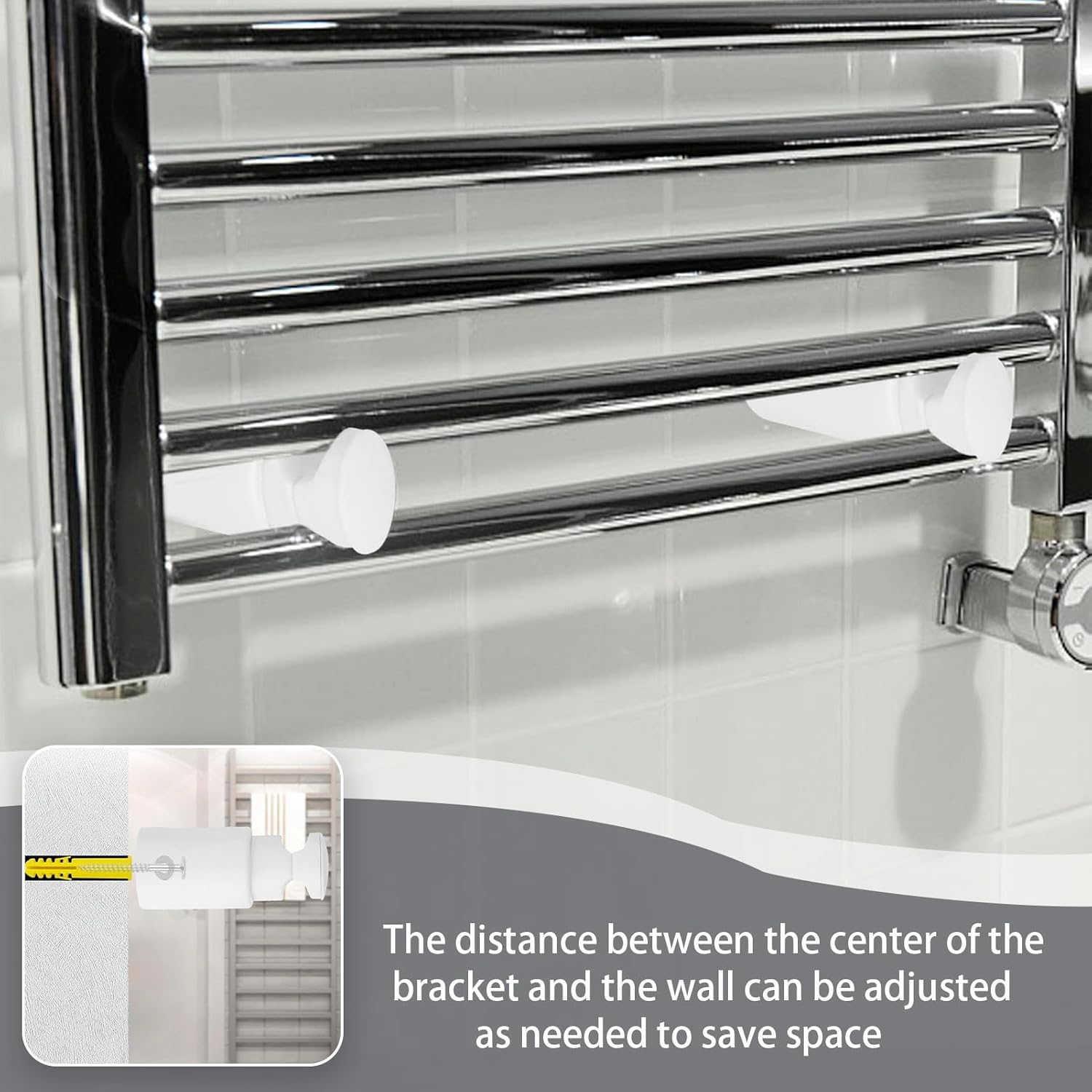 Coppia Di Appendini Cromo Per Radiatori E Scaldasalviette Tubolari Montaggio Universale - Foto 9