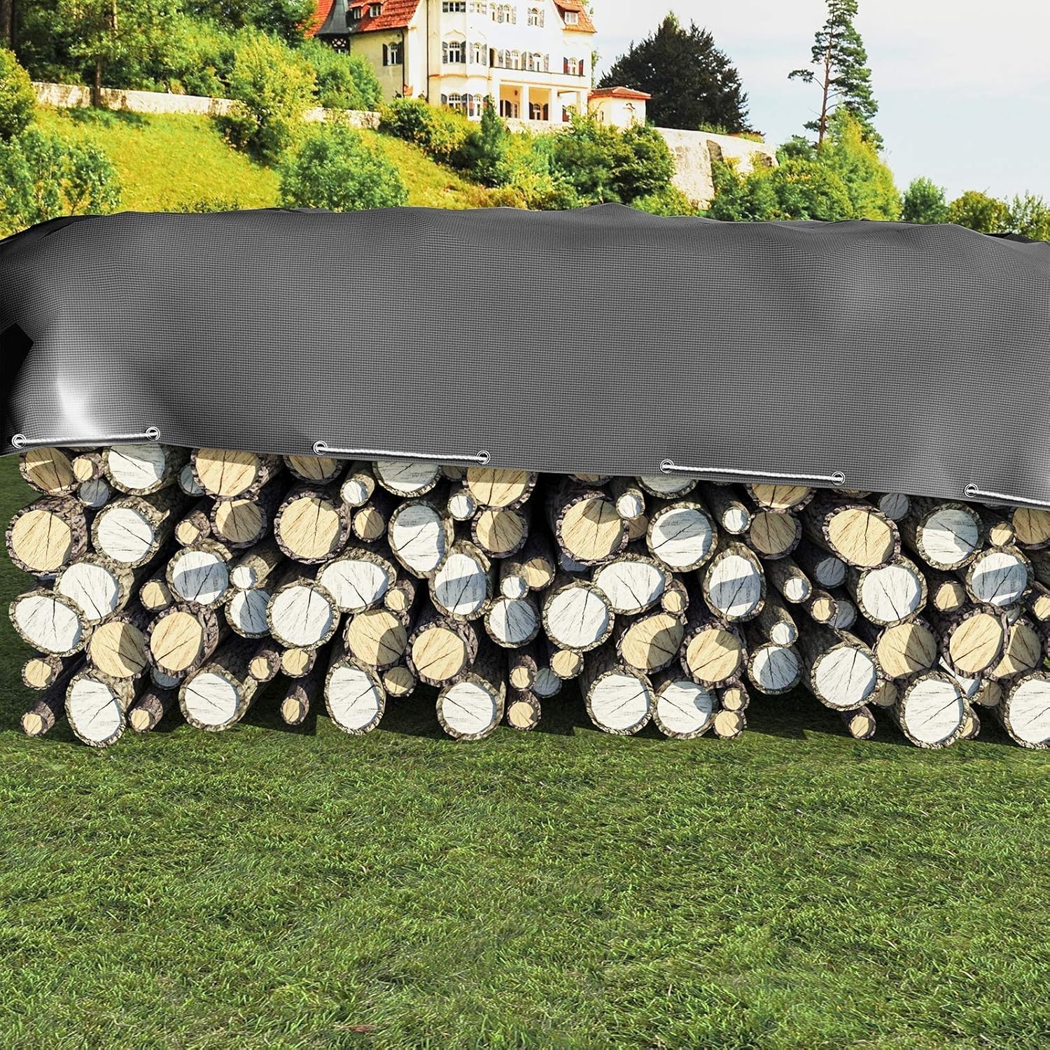 Bâche Polyvalente 100% Polyester - 2x6m, étanche (1500mm), Avec œillets, Pour Camping, Jardin, Chantier