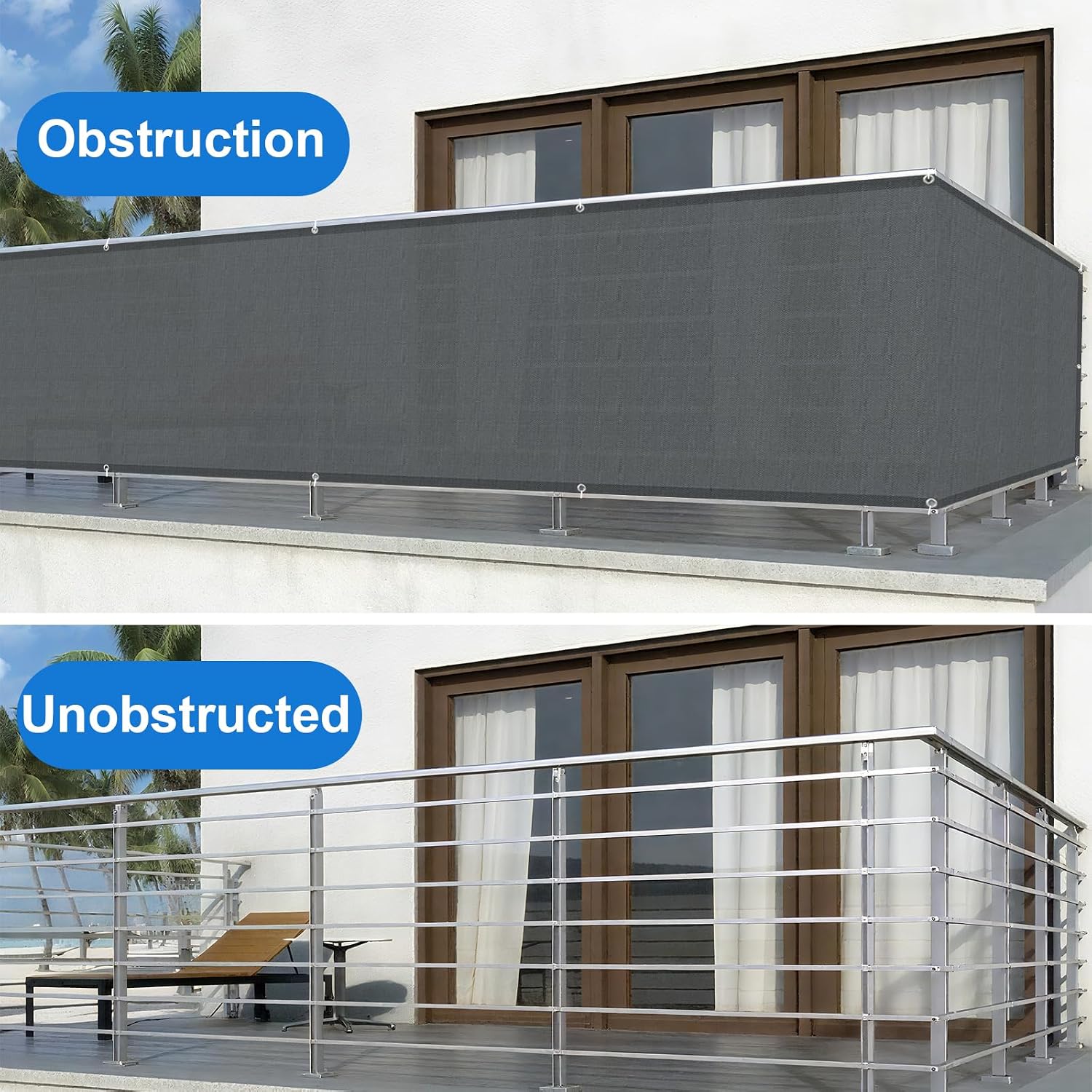 Brise Vue Balcon 90x500cm PES Pare Exterieur Cache Occultant Pour 