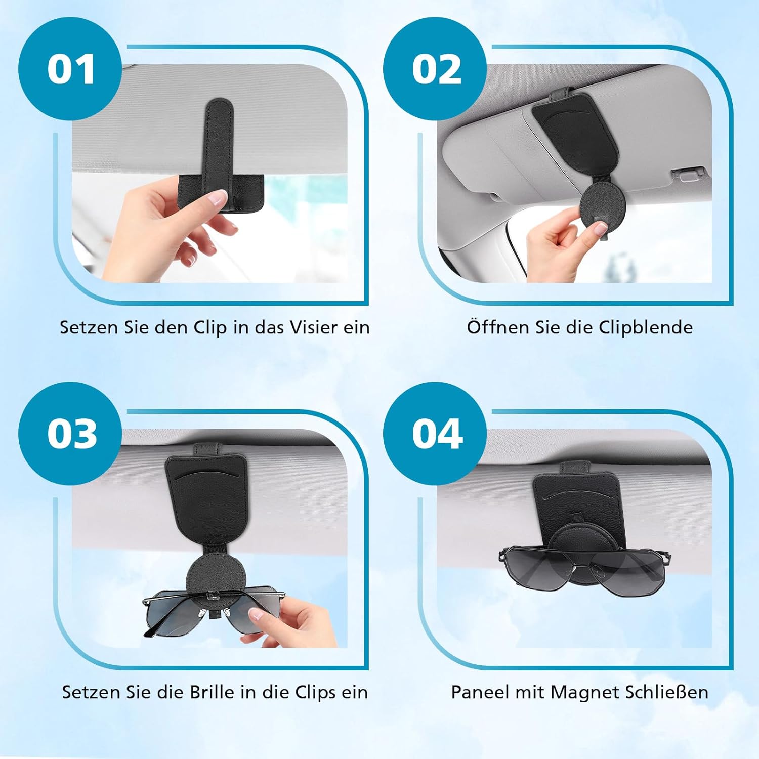 Supporto per occhiali da sole per visiera auto, magnetico, in
