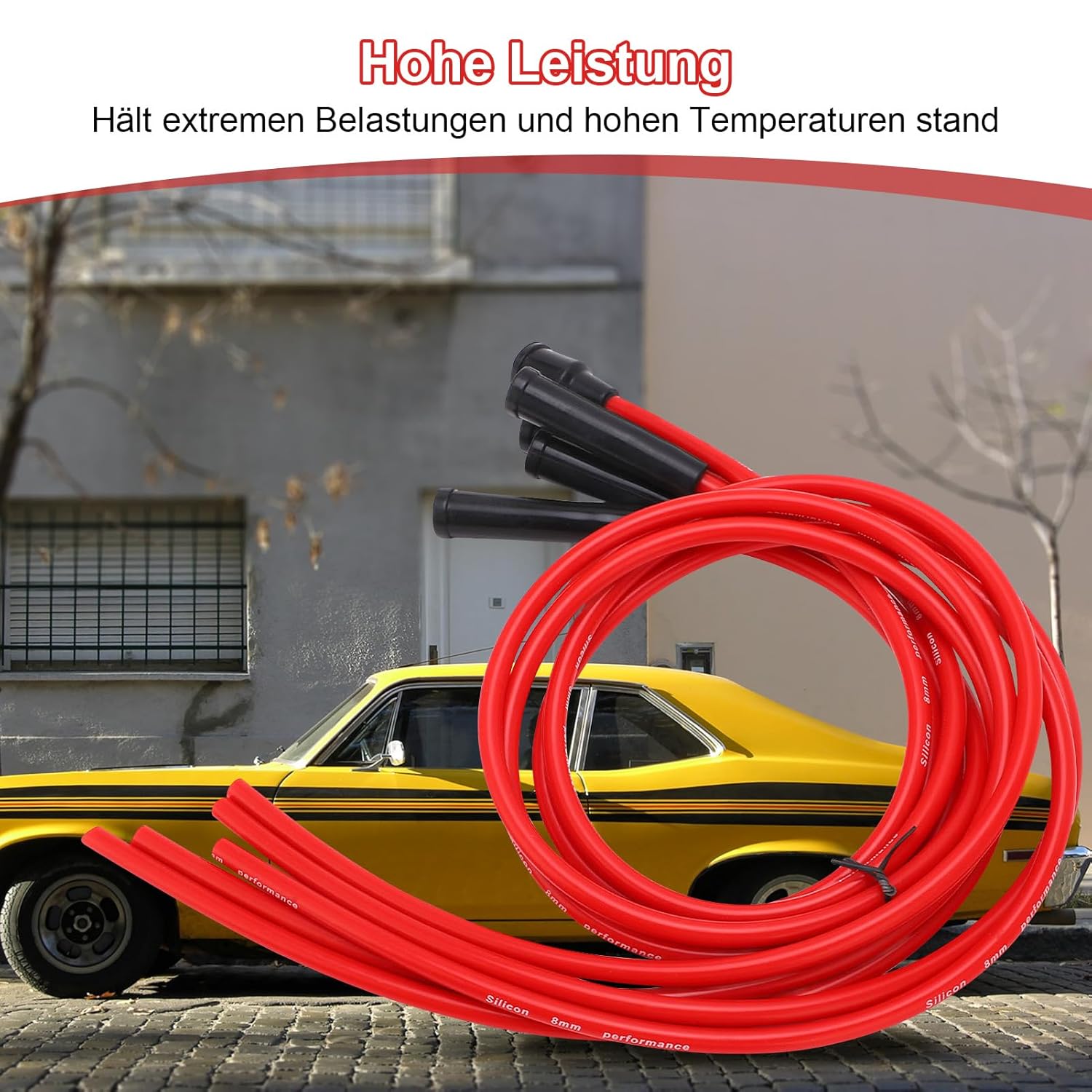 2 PCS Fil D'Allumage De Voiture 8mm Noyau De Carbure De Silicium De Silicone Fil Dallumage 1m De Long Ensemble De Fils De Bougie Dallumage Accessoires Dallumage Kit De Fil 91984826