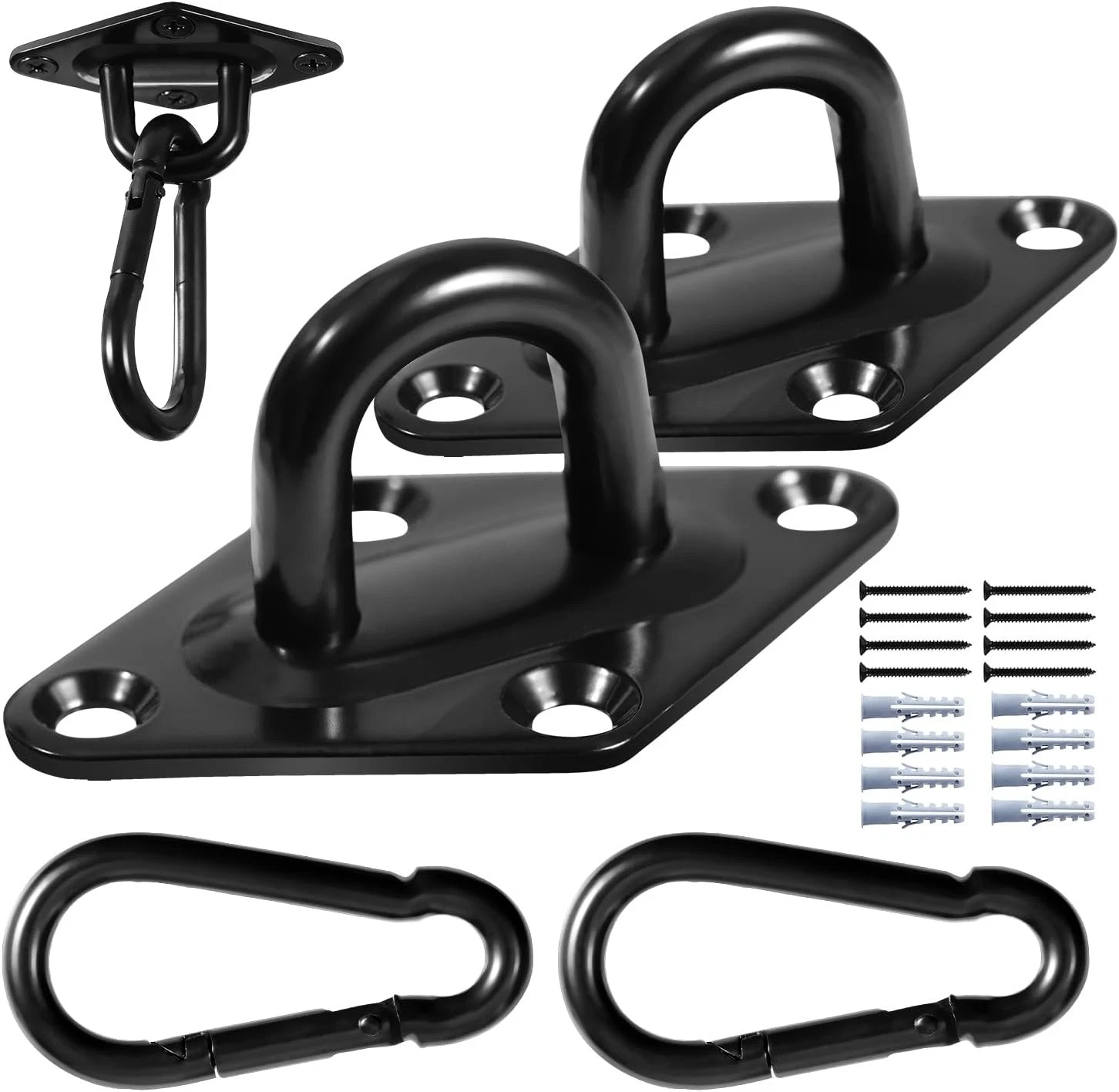1700 Lb Capacity Hammock Hanging Kit, 2 Pack M10 Premium Heavy Duty Pad Eye Hook - Picture 1 of 2