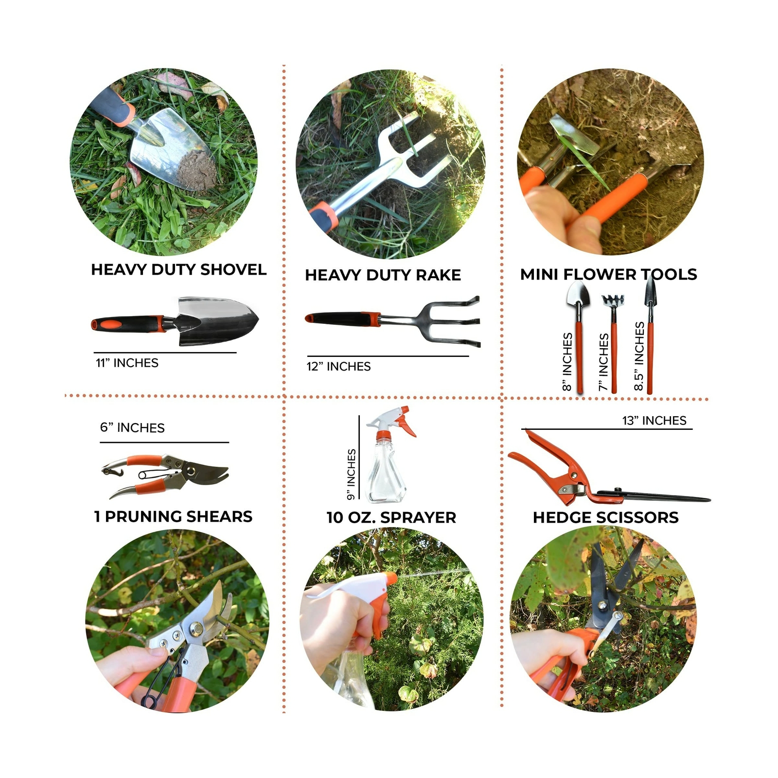 Scuddles Garden Tools Set - 12 Piece Heavy Duty Gardening Tools with Storage ...