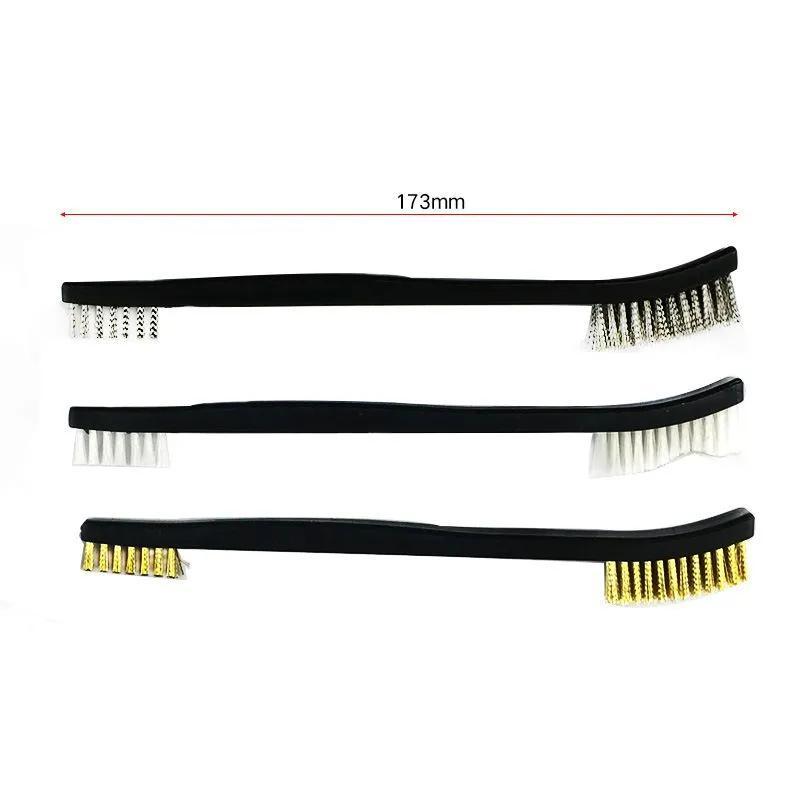 Set de 3 brosses métalliques - laiton, nylon, acier inoxydable - vue générale