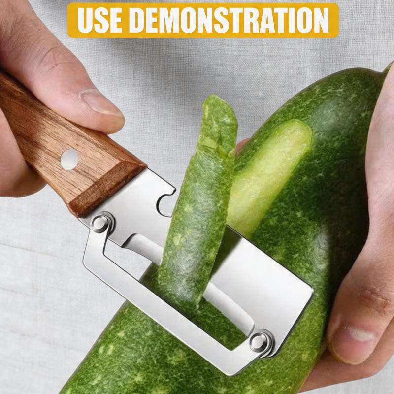 Éplucheur inox avec manche bois vue d'ensemble