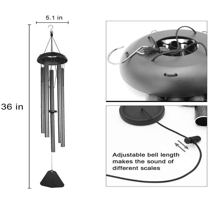 Schéma des dimensions du carillon éolien 36 pouces
