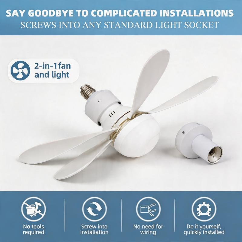 Ventilateur de plafond blanc avec éclairage LED vue d'ensemble