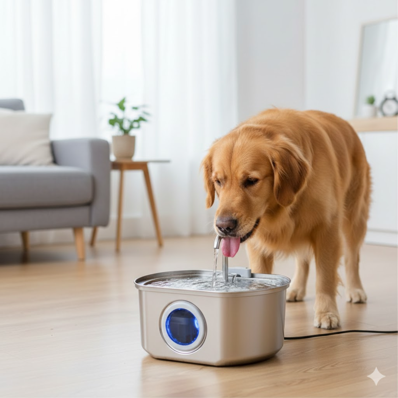 Fontaine eau intelligente 3.2L acier inoxydable pour chat chien