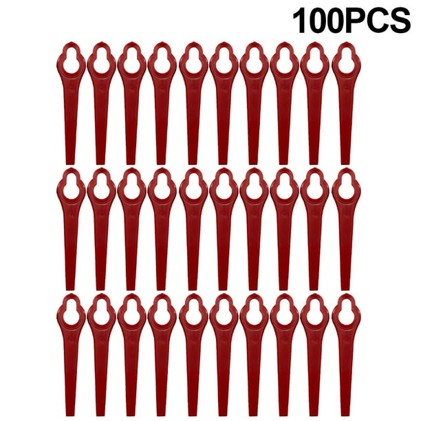 100 piezas de repuesto de cuchillas de cortacésped de plástico L95 pour cortadora de césped inalámbrica (rojo)