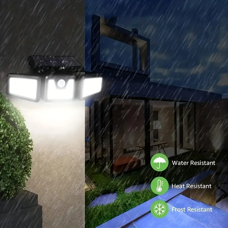 1 2pcs solar three head large wall lamp outdoor waterproof multifunctional wall lamp solar garden light body sensing wall light home led solar street light outdoor garden light details 2