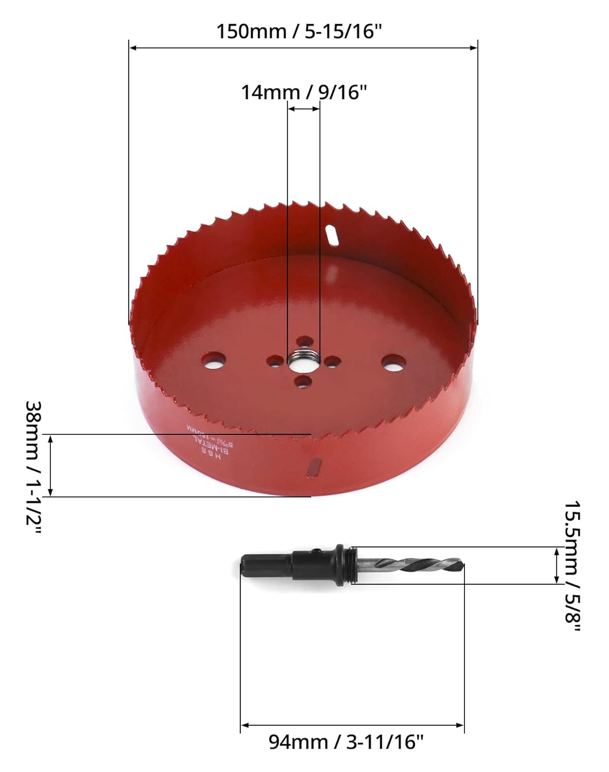 100 Mm Orange Acier Rapide M42 Bi-métal Scie Cloche Avec Tige Hexagonale Et Foret Avec Profondeur De Coupe De 32 Mm 97070944