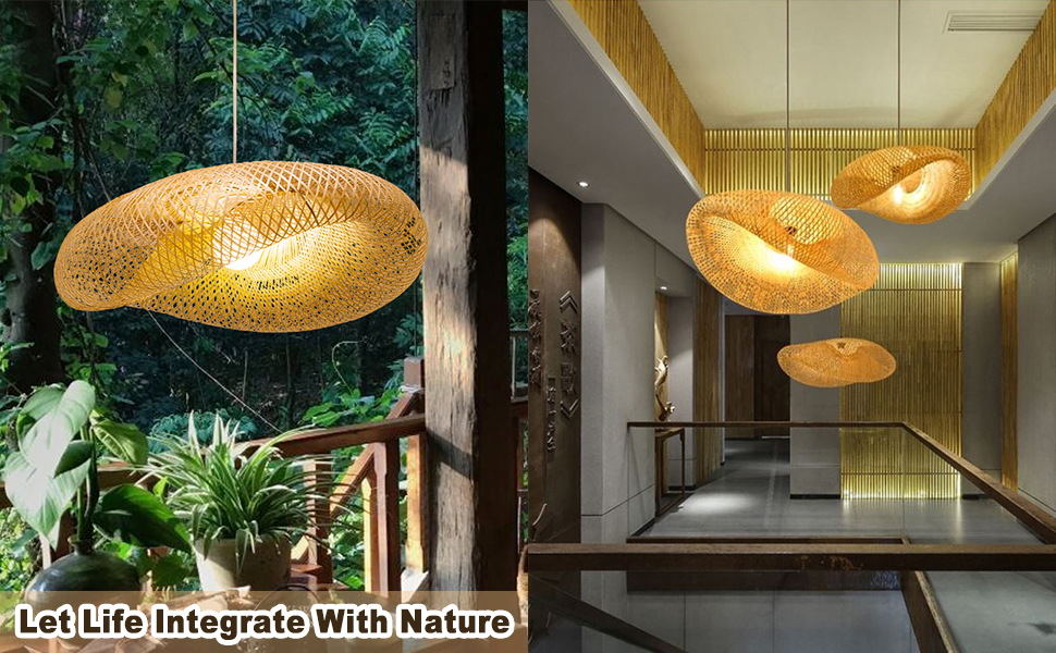 bamboo rattan pendant light lamp fixtures ceiling hanging japanese modern decor