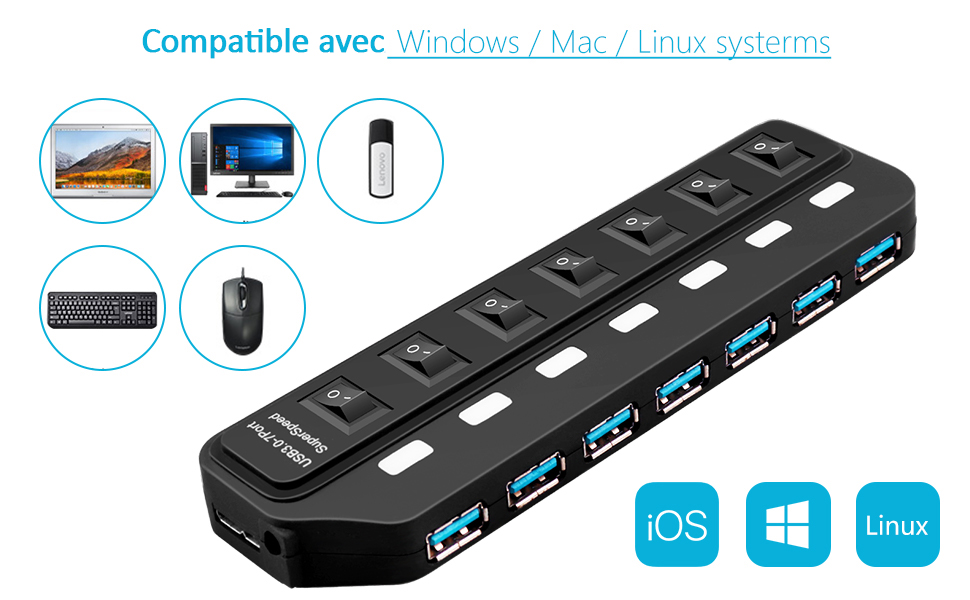 7 Port Datenhub USB