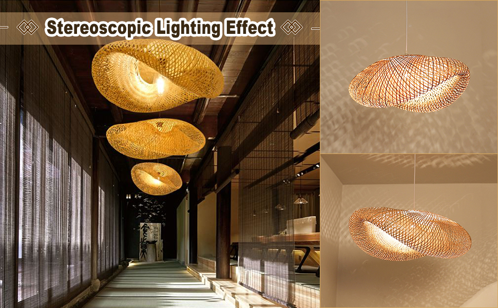 bamboo rattan pendant light lamp fixtures ceiling hanging japanese modern decor