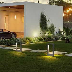 gris Lumières de chemin Poteau Aluminium applique de terrasse Poteau Patio Éclairage de jardin LED