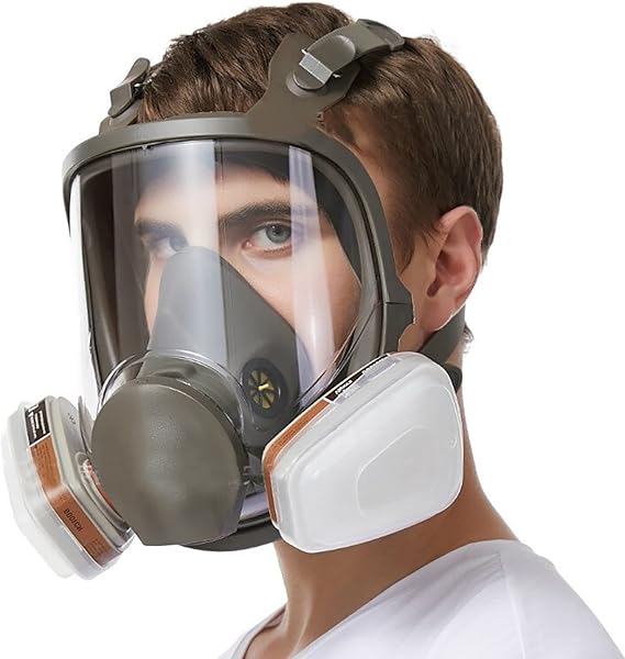 Cubierta facial completa reutilizable, respirador de cara completa, máscara de gas antipolvo, filtros duales reemplazables para pintura, pulverización, soldadura, protección de seguridad en el trabajo