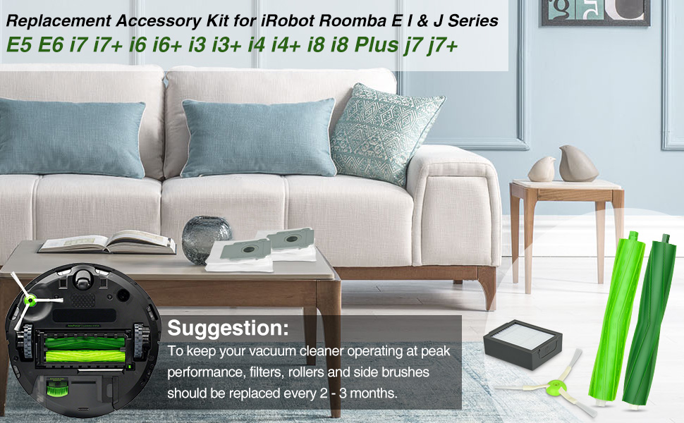 Kit d'entretien pour Roomba de série e et i d'extraction en silicone anti-emmêlement