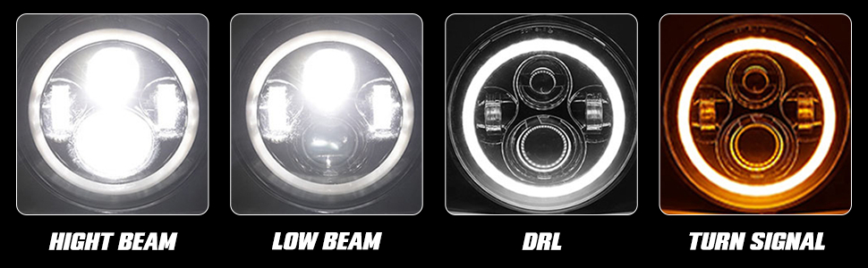 LED Headlights for Car and Motorcycle, 4 Modes, H4, LED Work Light
