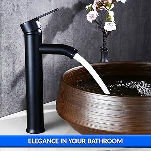 Robinet Lavabo Haut Noir Mat