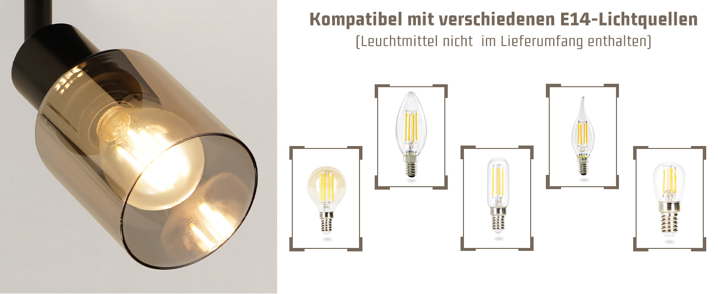 Lampe de plafond E14 en verre
