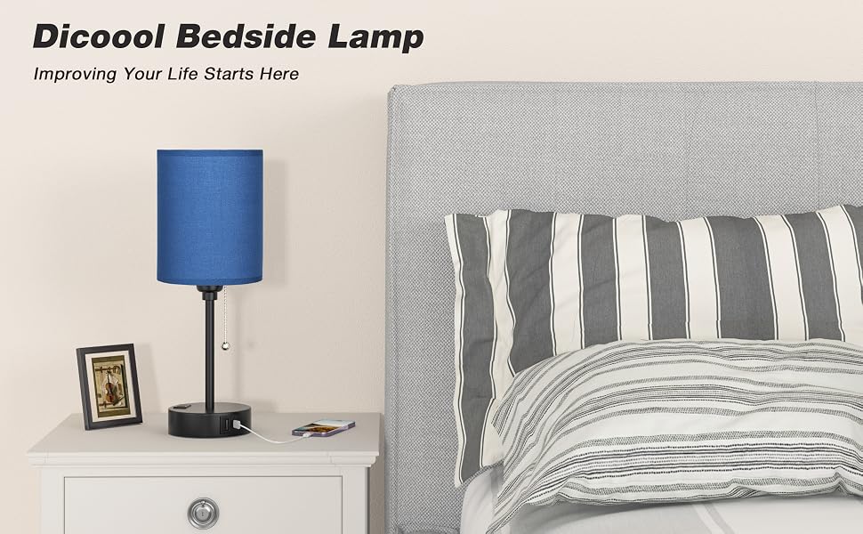blue small bedside lamp