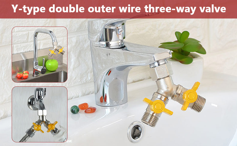 Répartiteur Y - Vanne 1/2" - Raccord d'eau - Répartiteur d'eau - Double distributeur d'eau.