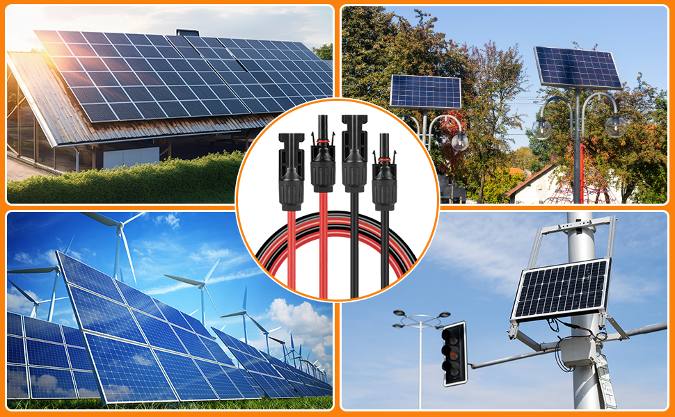 Hililand Câble Solaire Avec Connecteur Connecteur Solaire 16AWG Vers