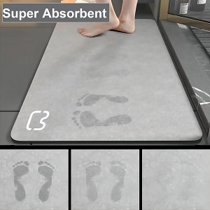 Zuzcher Tapis de Bain Super Absorbant Tapis Salle de Bain Diatomite Microfibre 40×60cm