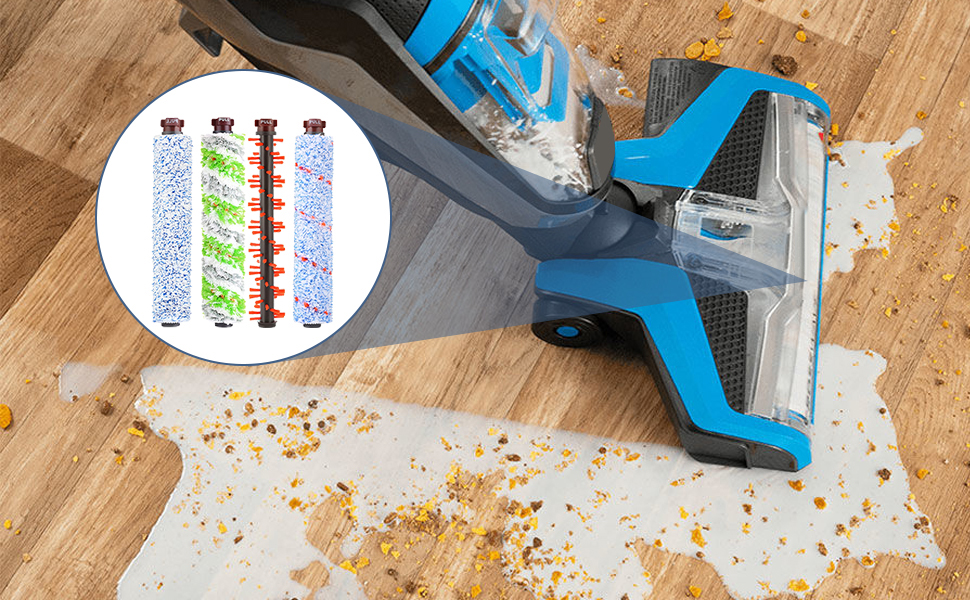 un aspirateur au corps bleu et noir