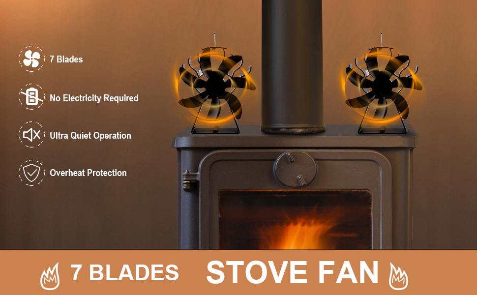 Ventilateur de poêle à bois 7 lames