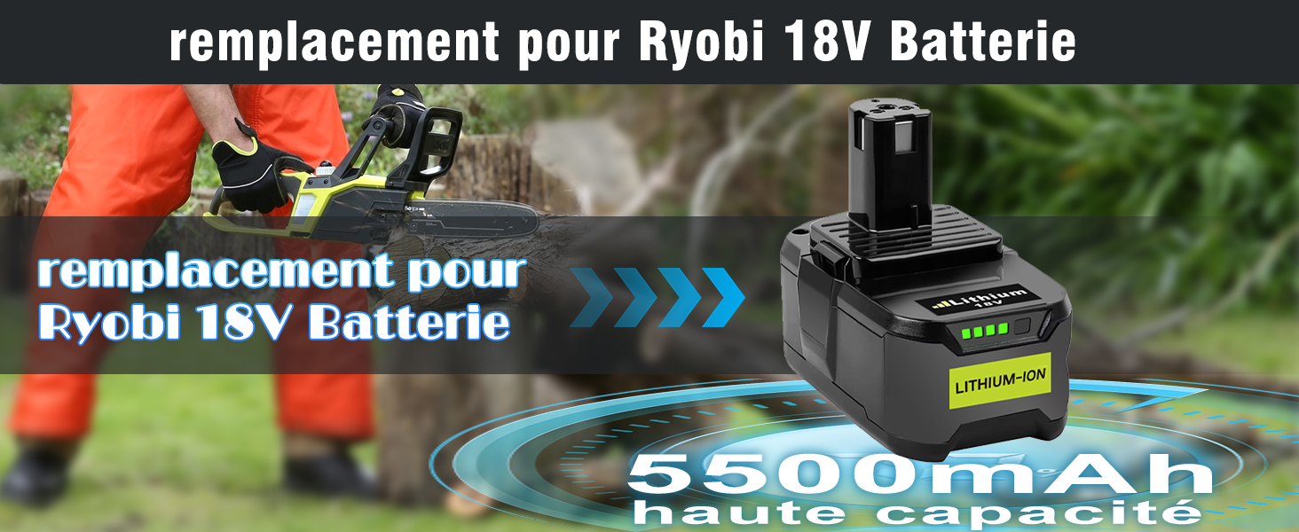 Dosctt 18V 5.5Ah P108 Remplacement de Batterie pour Ryobi 18V P108