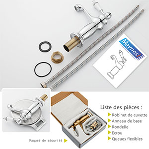 Robinet de salle de Bain Rétro,Robinets de Lavabo pour Salle de Bain Avec Mitigeur Chaud et Froid