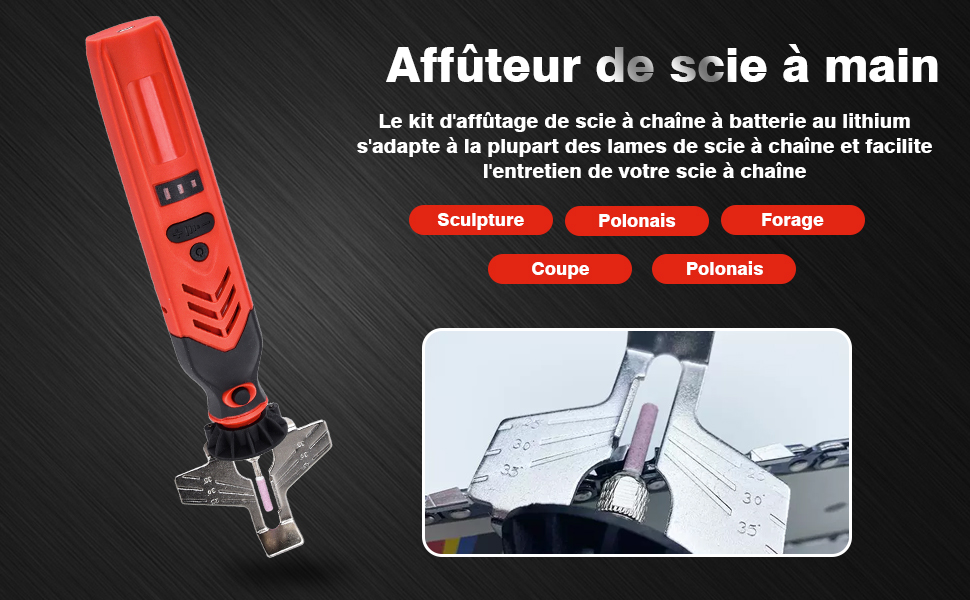 Kit d'affûtage de tronçonneuse électrique