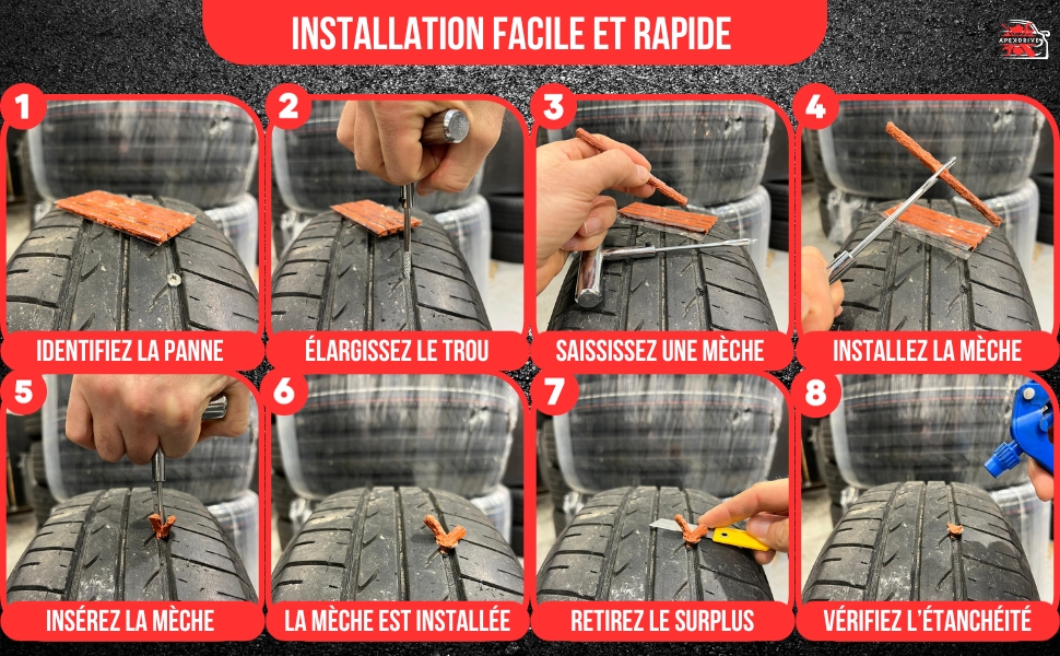 kit reparation pneu voiture kit meche pneu kit réparation pneu outil dépannage kit crevaison voiture