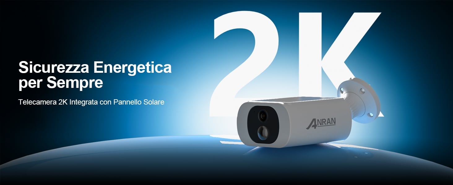 ANRAN Telecamera Wi-Fi Outdoor Batteria Senza Fili Con Solare Pannello