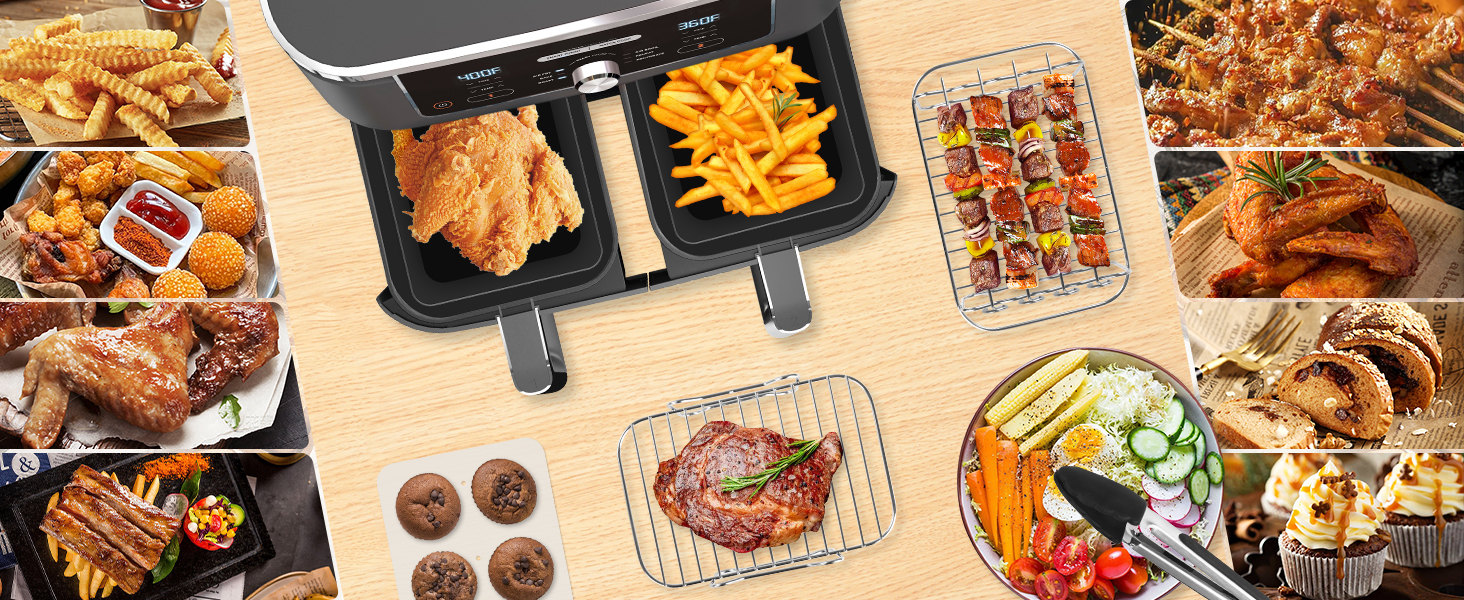 Les accessoires pour friteuse à air Ninja sont compatibles avec la plupart des friteuses à air à deux zones.