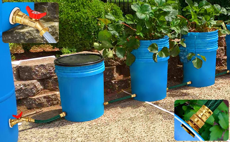 Récupérateur d'eau de pluie et kit de raccordement en laiton